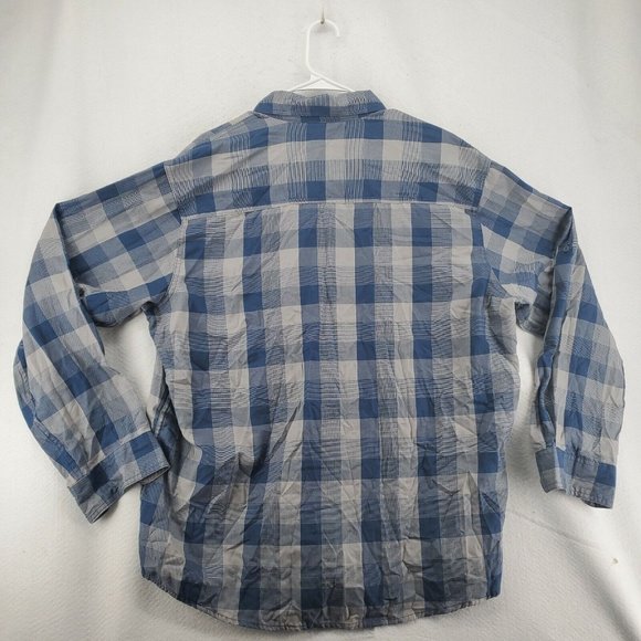 Wrangler Shirt Men's Long Roll Tab Sleeve Button Down Collared Plaid Blue XL - Picture 7 of 11
